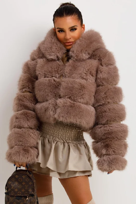 The Best Prices relaxed winter jacketFaux Fur Coat With Hood Tan
