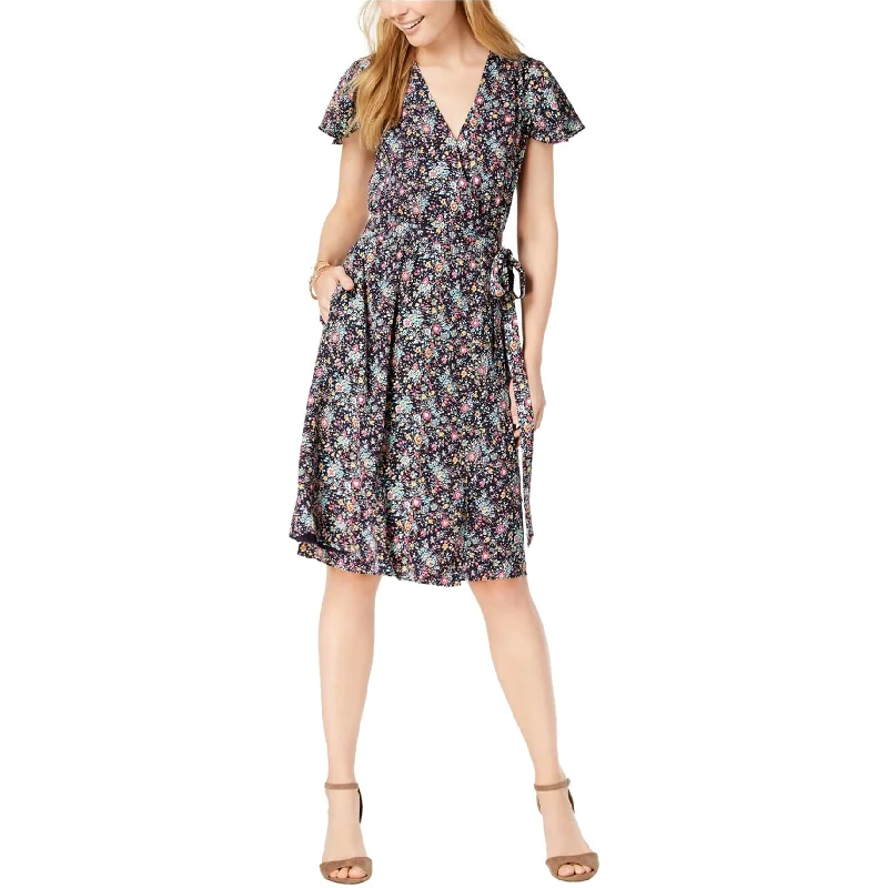 The Best Prices long-sleeve floral dressmaison Jules Womens Flutter-Sleeve Wrap Dress, Blue, Small