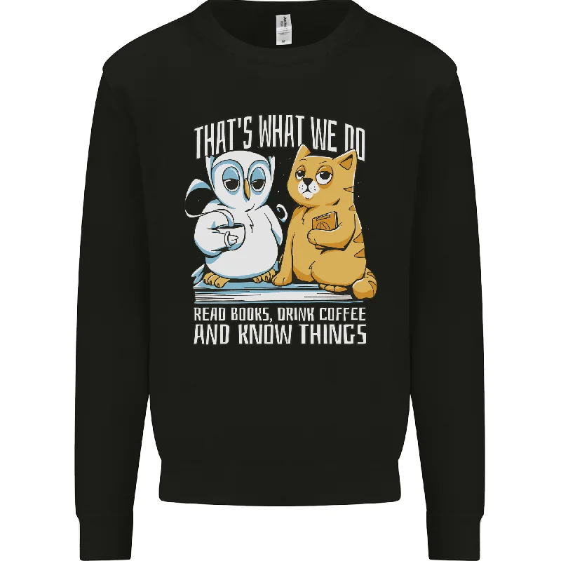 Blowout Sale vibrant athletic hoodieAn Owl & Cat Book Reading Bookworm Mens Sweatshirt Jumper