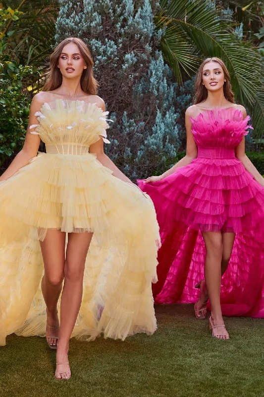 Savings Galore off-shoulder dressHigh Low Ruffled Tulle Skirt Embellished Feather Long Prom Dress CDA1240 Savings Galore off-shoulder dressHigh Low Ruffled Tulle Skirt Embellished Feather Long Prom Dress CDA1240