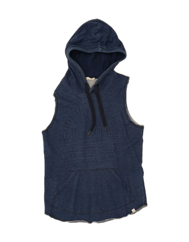 Don't Wait RIP CURL Womens Graphic Sleeveless Hoodie Jumper UK 8 Small  Navy Blue