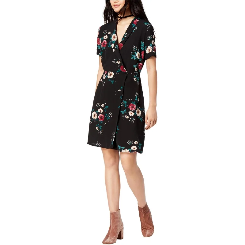 Now or Never structured dressGlam Womens Wild Rose Wrap Dress, Black, X-Small