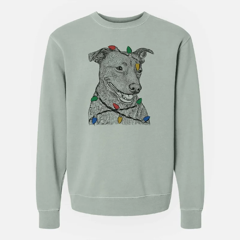 Crazy Deals Christmas Lights Honey the Lab Pit Mix - Unisex Pigment Dyed Crew Sweatshirt