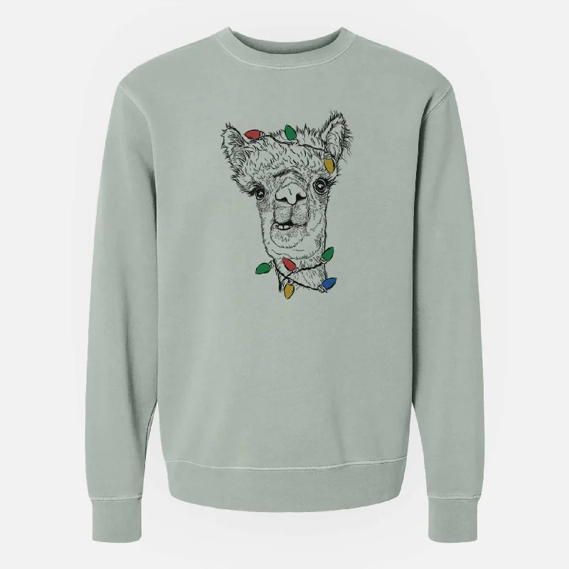 Best Deals Christmas Lights Henry the Alpaca - Unisex Pigment Dyed Crew Sweatshirt