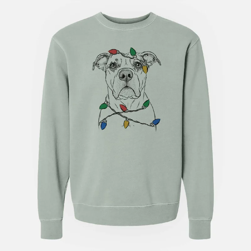 Overstock Sale Christmas Lights KiaOra the Pitbull Mix - Unisex Pigment Dyed Crew Sweatshirt