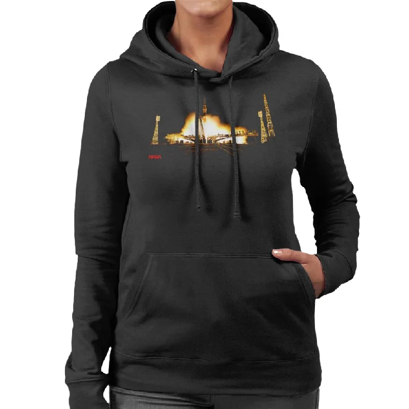 graphic hooded sweatshirtNASA Soyuz Rocket Launch Shot Women's Hooded Sweatshirt