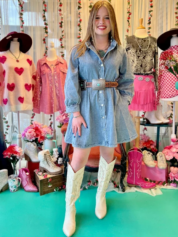 Limited Time Offer sleek midi dressSweetheart in Denim Dress
