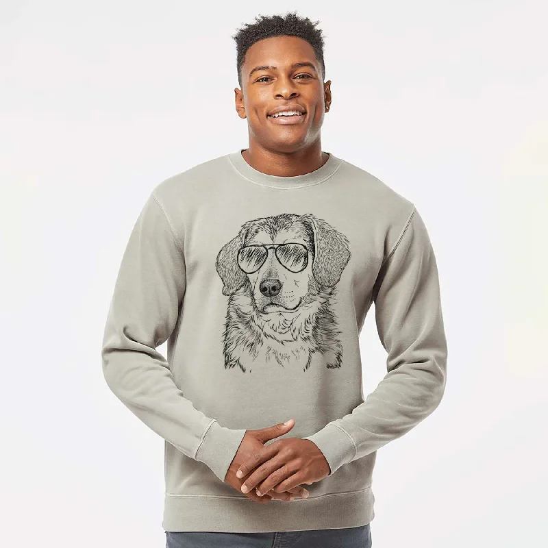 Don’t Miss Out Aviator Gunner the Beagle Mix - Unisex Pigment Dyed Crew Sweatshirt