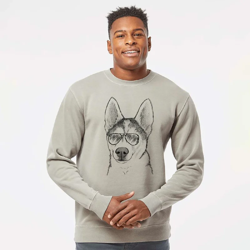 Instant Discount Aviator Odin the Siberian Husky - Unisex Pigment Dyed Crew Sweatshirt