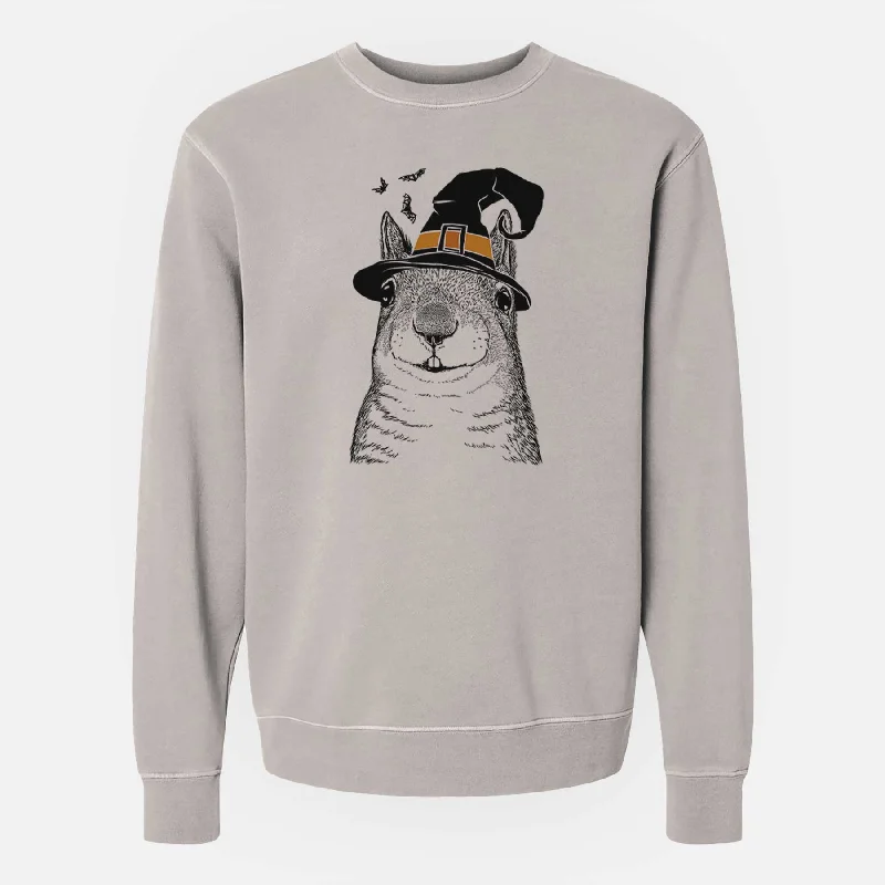 Deal of the Day Witch Nibbles the Squirrel - Unisex Pigment Dyed Crew Sweatshirt