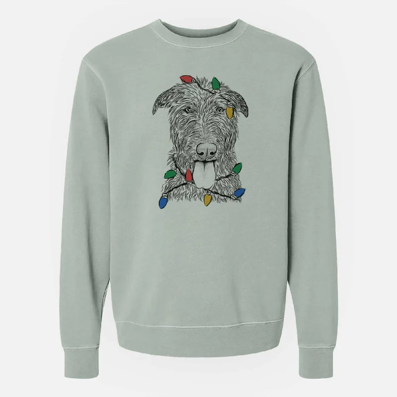 Daily Deals Christmas Lights Keeva the Irish Wolfhound - Unisex Pigment Dyed Crew Sweatshirt