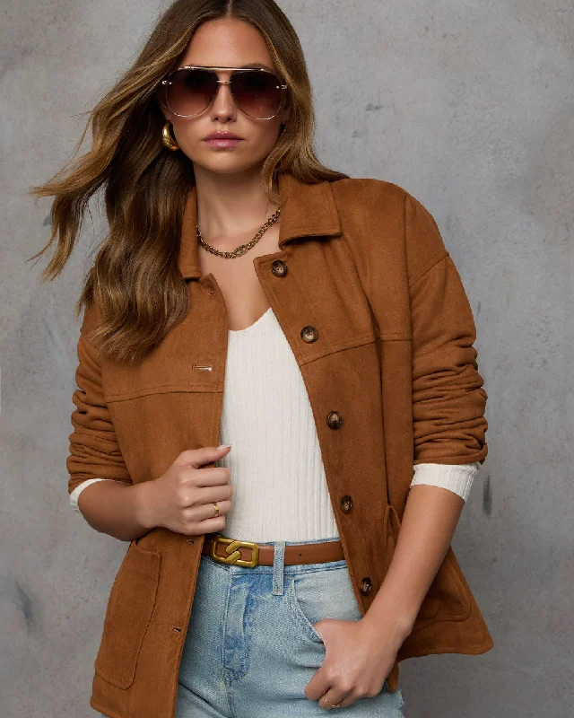 Act Fast fashionable quilted coatInviting Feels Suede Shacket