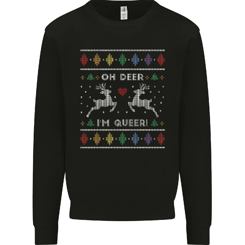 Lowest Price Christmas LGBT Oh Deer Im Queer Gay Pride Mens Sweatshirt Jumper
