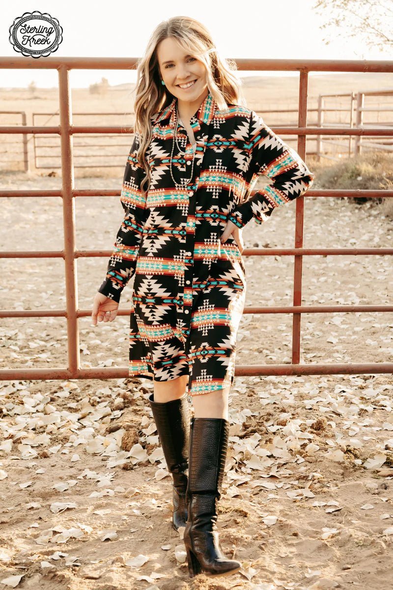 YEAR-End Clearance long-sleeve floral dressBandera Button Up Dress