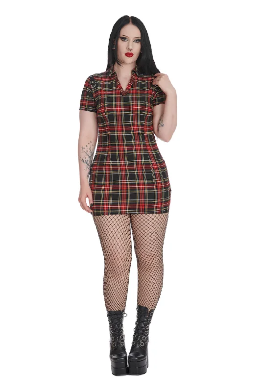 Blowout Sale fitted bodycon dressFierce Fusion Check Dress