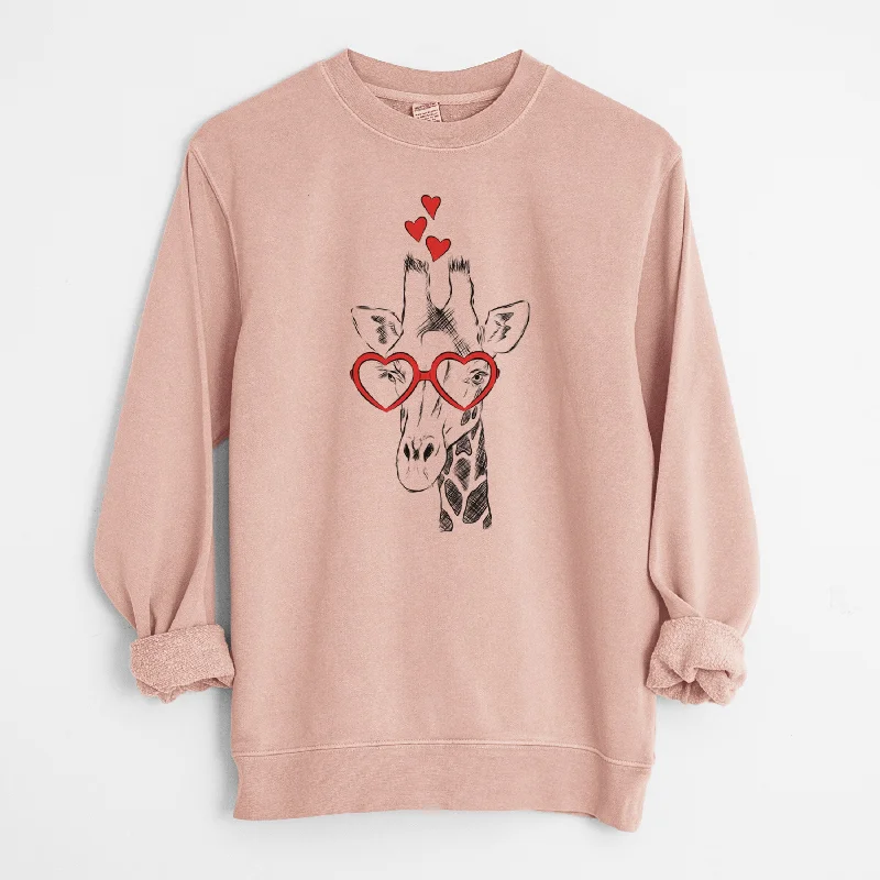 Clearance Sale Valentine Geoffrey the Giraffe - Unisex Pigment Dyed Crew Sweatshirt