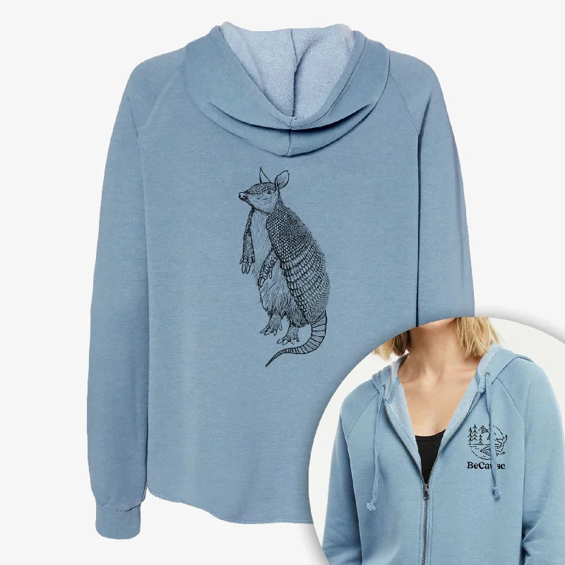 streetwear gym sweatshirtNine-Banded Armadillo - Dasypus novemcinctus - Women's Cali Wave Zip-Up Sweatshirt