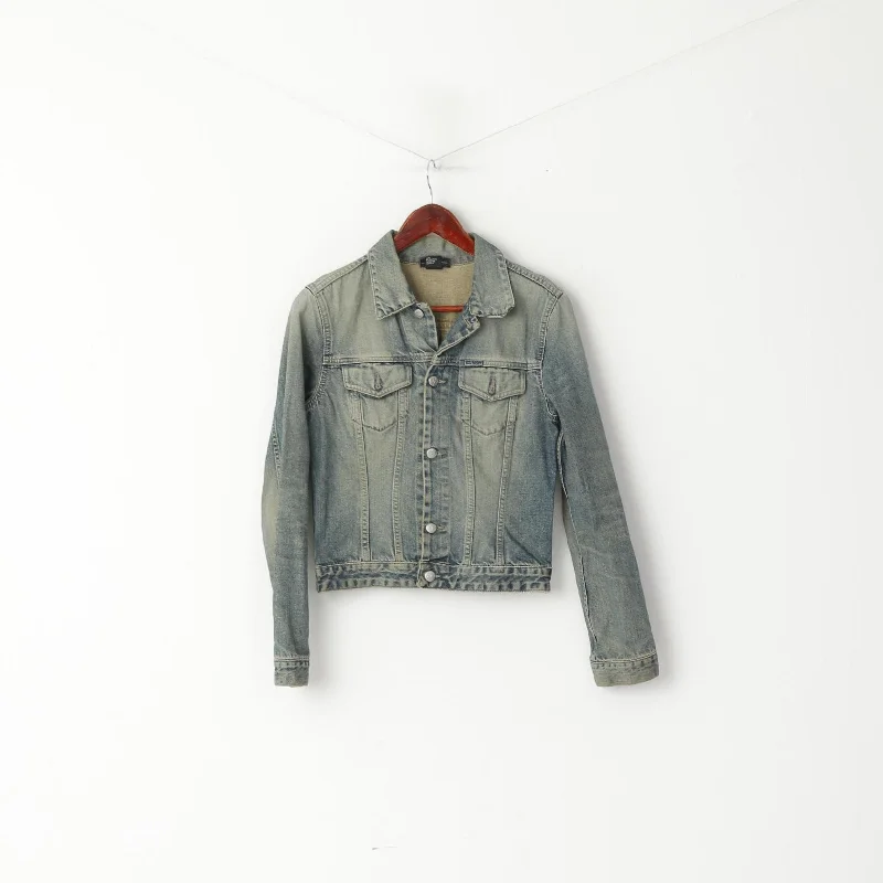 Savings Alert chic padded coatDiesel Women M (S) Denim Jacket Blue Faded Cotton made in Italy Jeans Top