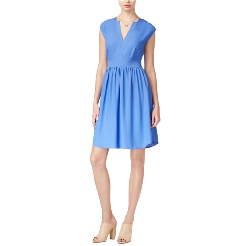 floral midi dressmaison Jules Womens Cap Sleeve Fit & Flare Dress, Blue, Medium