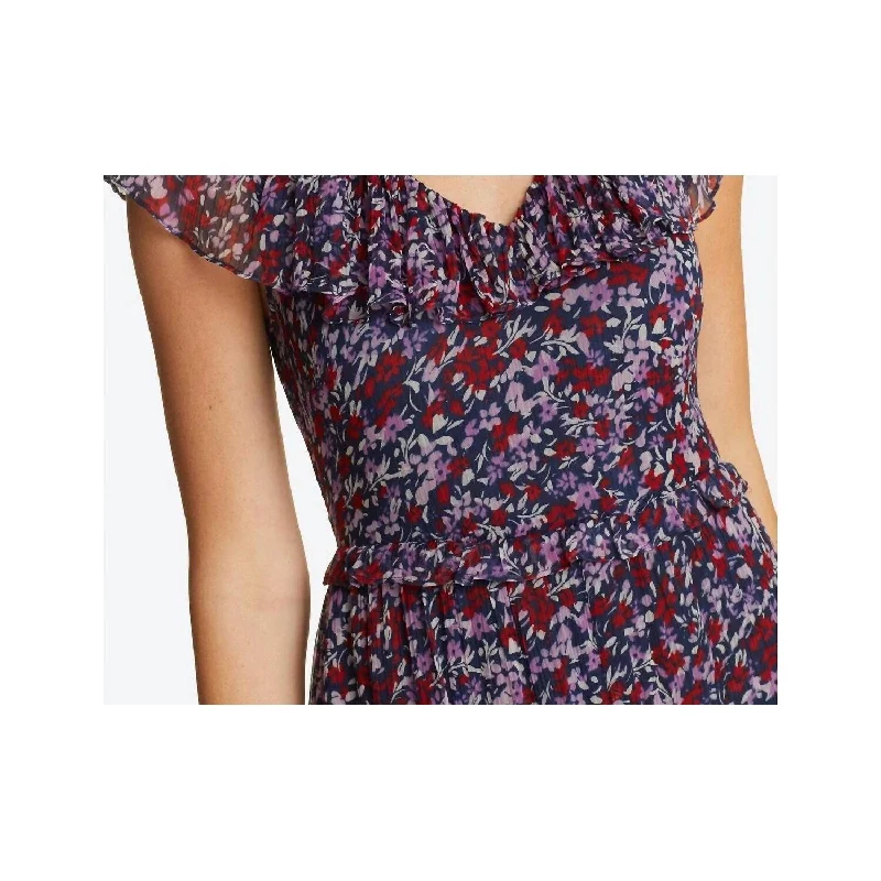 puff sleeve dressDraper James - Wispy Floral Flounce Ruffle V Neck Dress