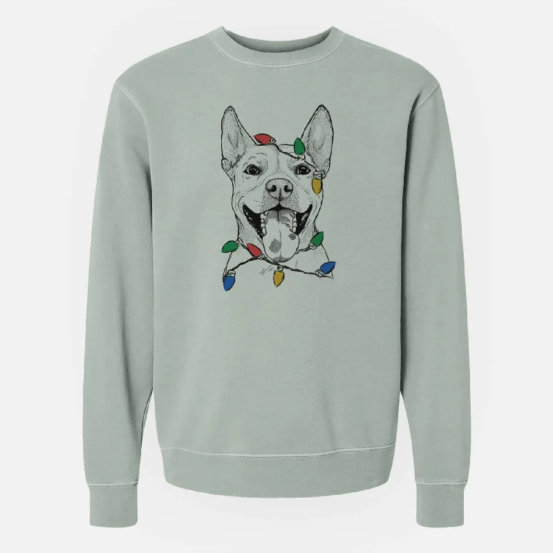 Discount Extravaganza Christmas Lights Khaleesi the Carolina Dog - Unisex Pigment Dyed Crew Sweatshirt