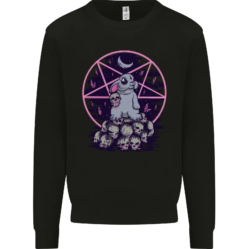 Discount Mania Demonic Satanic Rabbit With Skulls Mens Sweatshirt Jumper