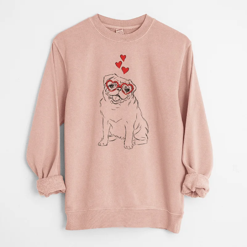 Price Cut Valentine Higgins the Pug - Unisex Pigment Dyed Crew Sweatshirt