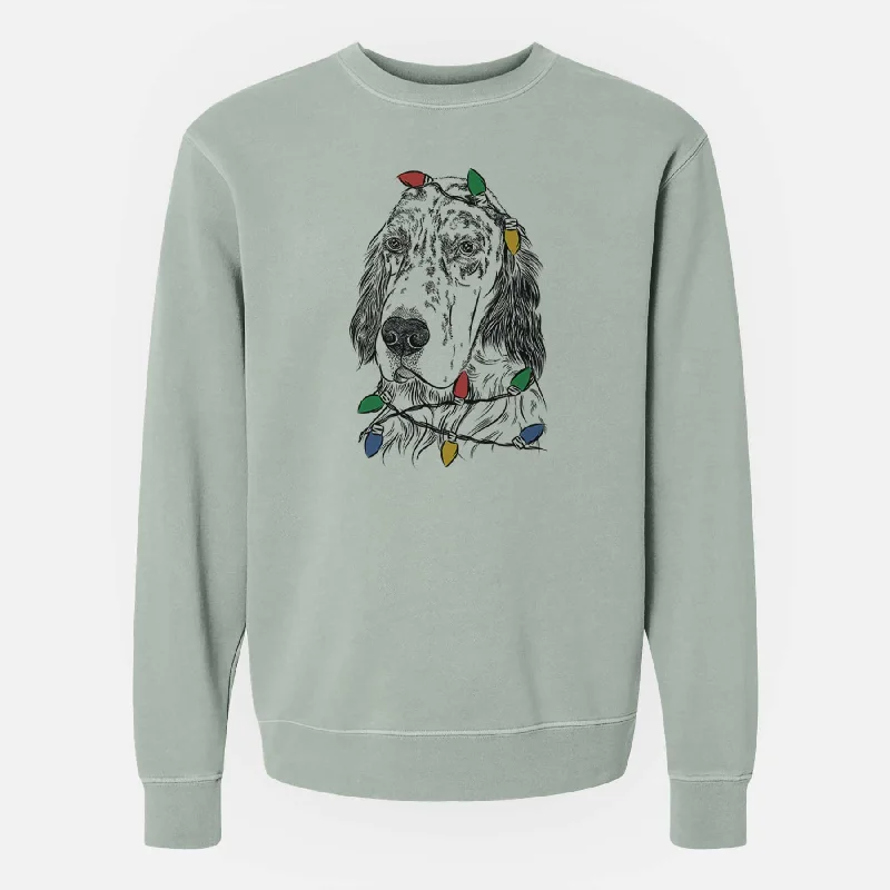 Instant Savings Christmas Lights Hutch the English Setter - Unisex Pigment Dyed Crew Sweatshirt