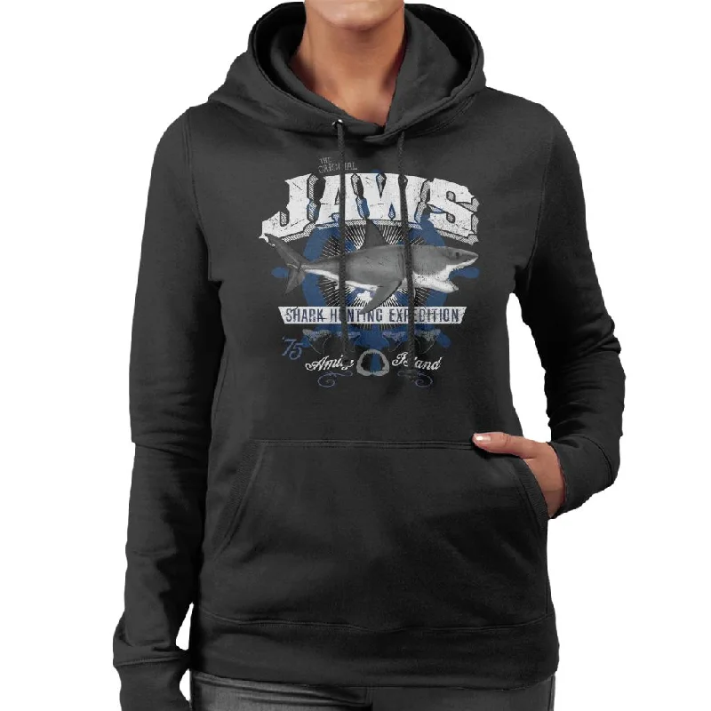 Unbeatable Prices sleek zip-up hoodieJaws Shark Hunting Expedition Amity Island Women's Hooded Sweatshirt