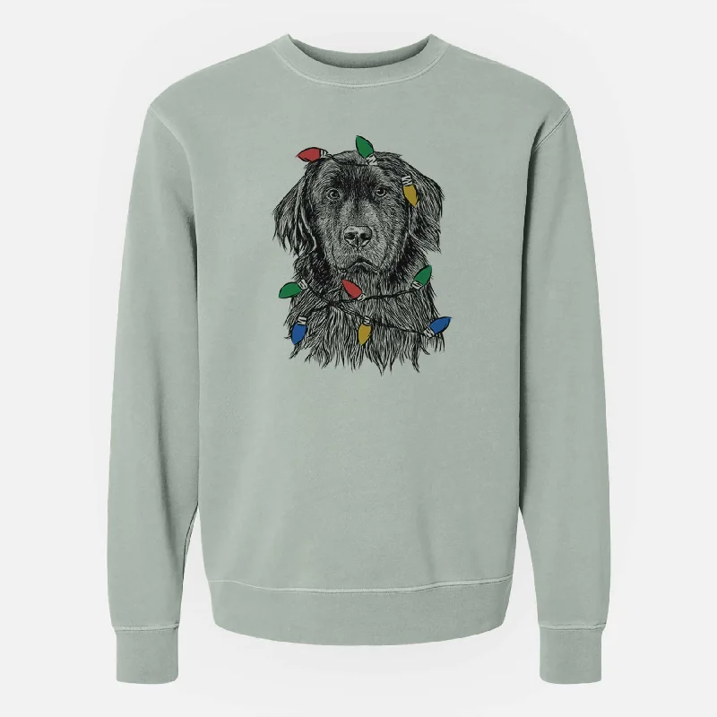 One-DAY Sale Christmas Lights Jinx the Newfoundland - Unisex Pigment Dyed Crew Sweatshirt