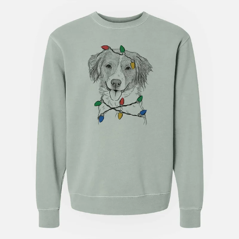 Stock Clearance Christmas Lights Hercules the Nederlandse Kooikerhondje - Unisex Pigment Dyed Crew Sweatshirt