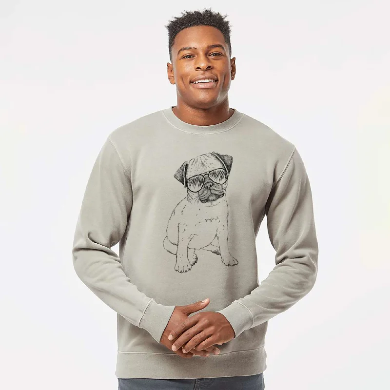 Anniversary Sale Aviator Nelson the Pug Puppy - Unisex Pigment Dyed Crew Sweatshirt