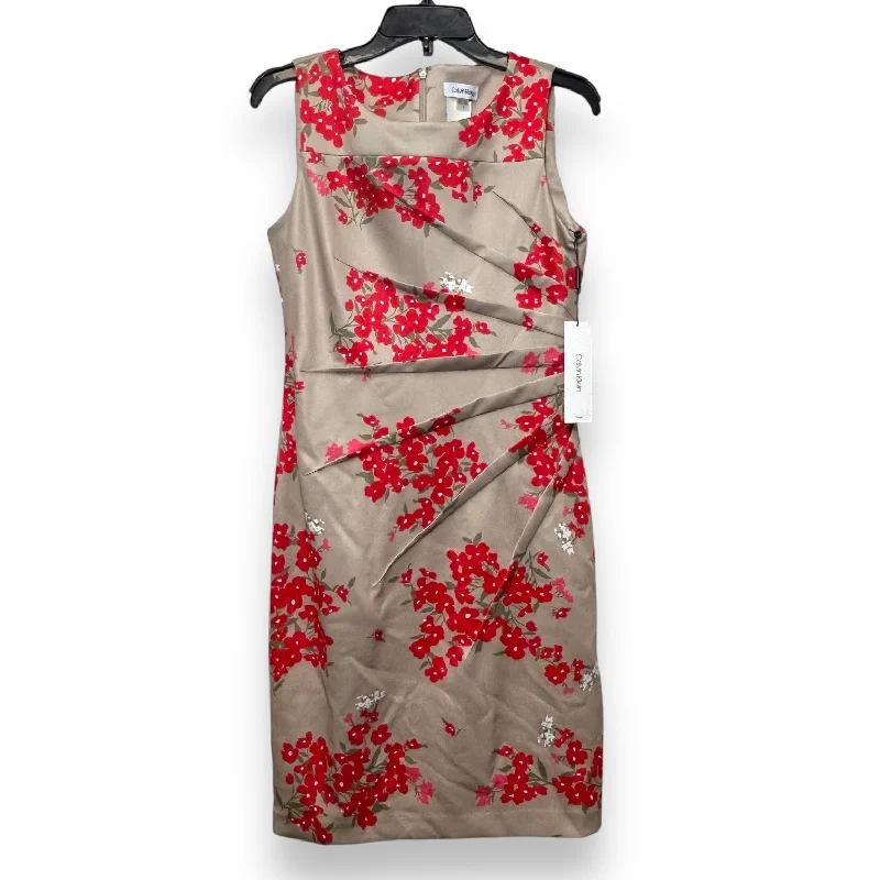 Crazy Savings sleek dressDress Casual Short By Calvin Klein In Floral Print, Size: 8