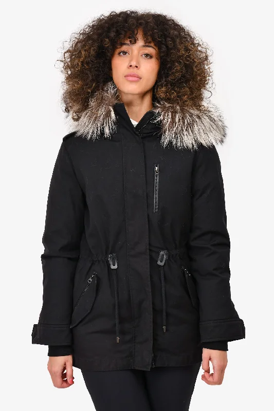 Exclusive Deal stylish lightweight coatMackage Black Fur Lined Hooded Coat Size XS