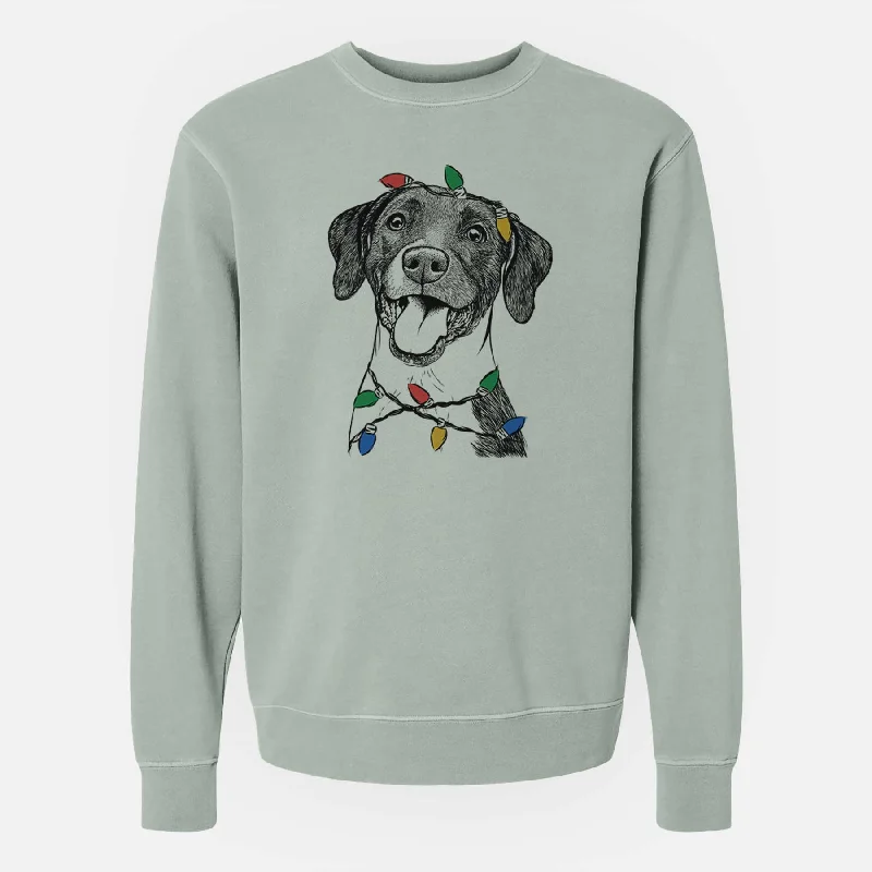 Closeout Christmas Lights Harper the Mixed Breed - Unisex Pigment Dyed Crew Sweatshirt