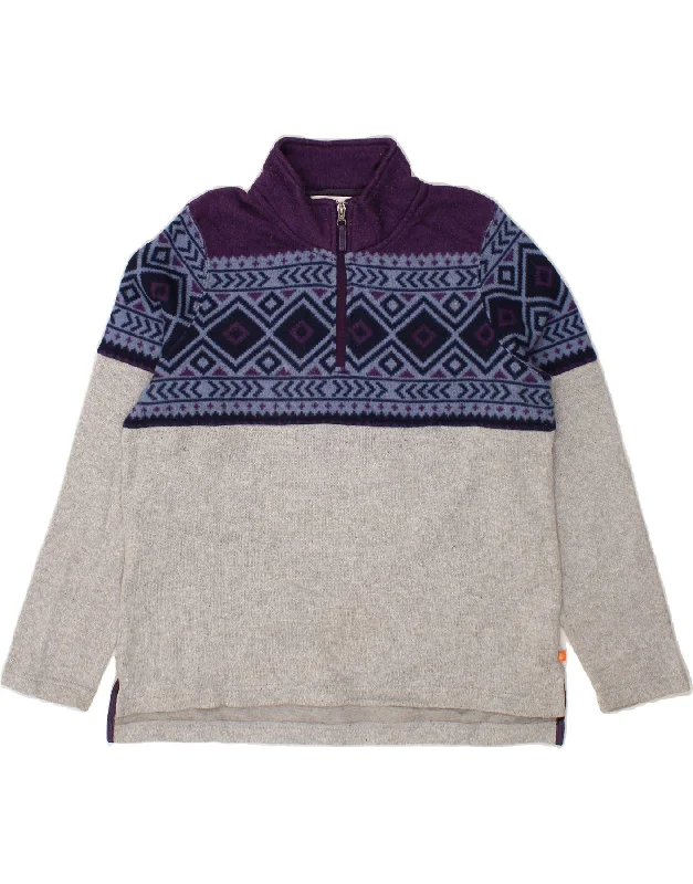 Price Drop ORVIS Mens Zip Neck Sweatshirt Jumper Large Grey Fair Isle Polyester