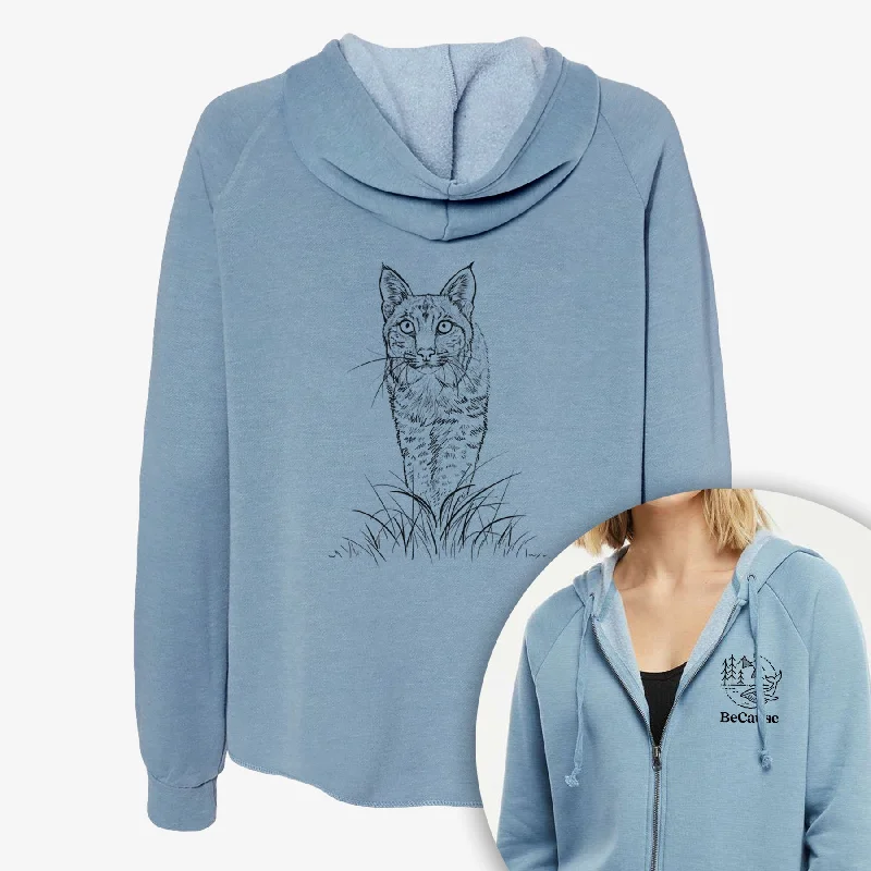 sporty casual hoodieBobcat - Lynx rufus - Women's Cali Wave Zip-Up Sweatshirt