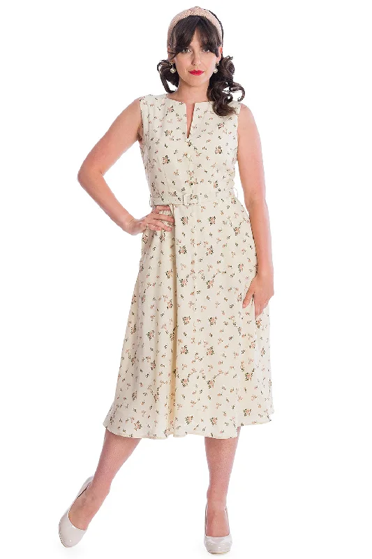 Online Only pleated dressOff White Poppy Dress