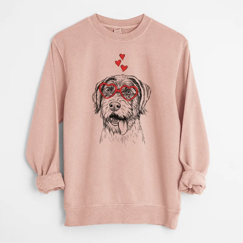 functional sports hoodieValentine Hazel the German Wirehaired Pointer Mix - Unisex Pigment Dyed Crew Sweatshirt