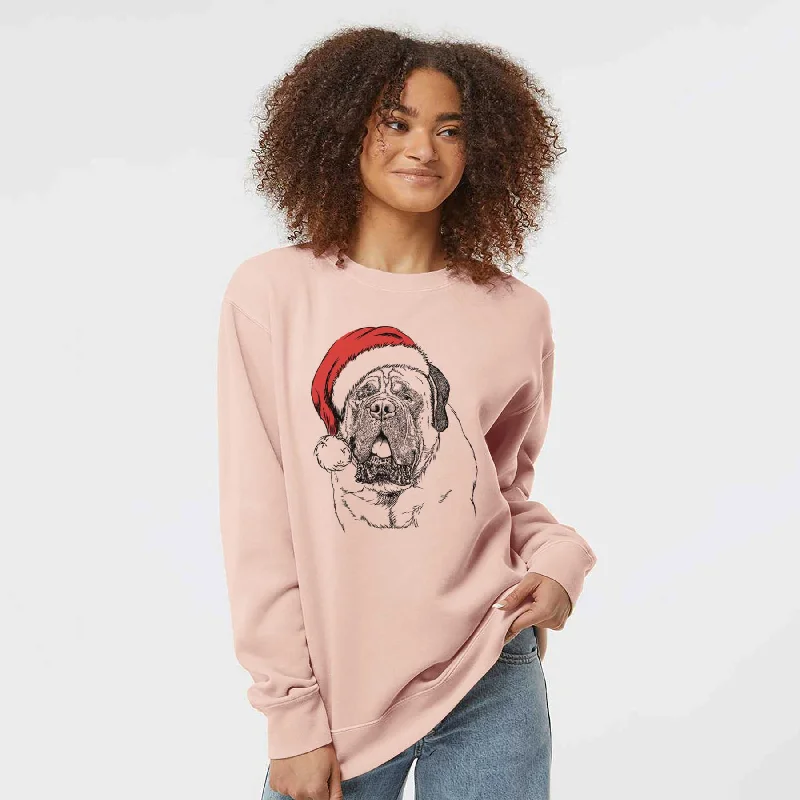 New Markdowns Santa Jed the English Mastiff - Unisex Pigment Dyed Crew Sweatshirt