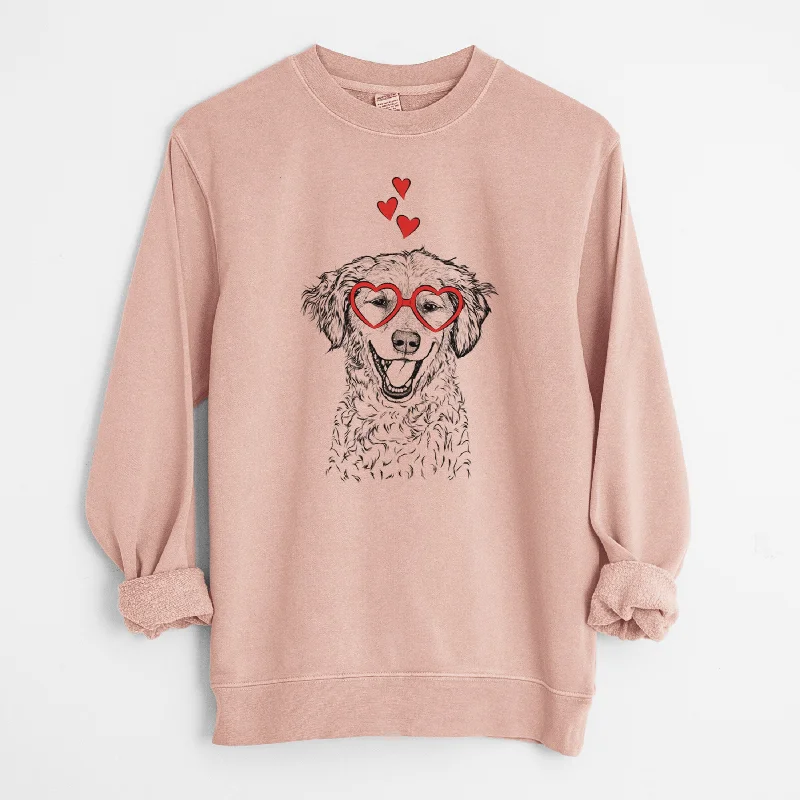 Hurry In Valentine Happy Otis the Miniature Goldendoodle - Unisex Pigment Dyed Crew Sweatshirt