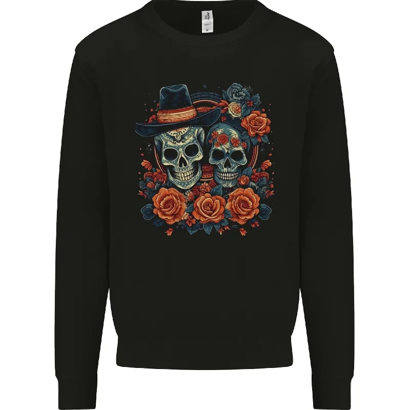 Price Slash Day of the Dead Sugar Skull Love Couple Mens Sweatshirt Jumper