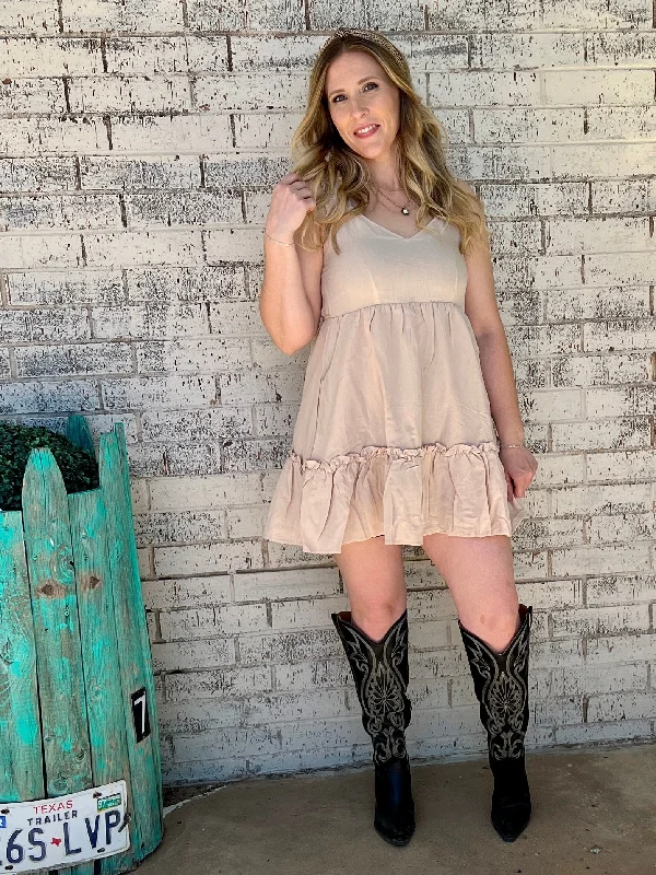 Deal Dash ashionable dressEffortlessly Khaki Dress*