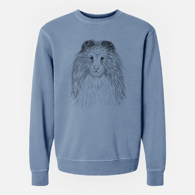 Now or Never Bare Moxie the Shetland Sheepdog - Unisex Pigment Dyed Crew Sweatshirt