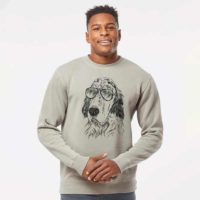 Loyalty Reward Aviator Hutch the English Setter - Unisex Pigment Dyed Crew Sweatshirt