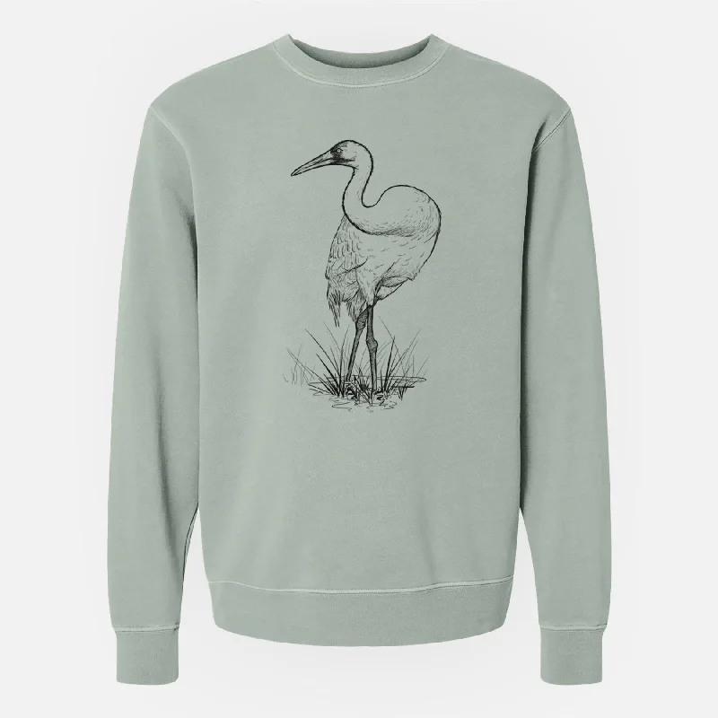 smooth fit athletic sweatshirtWhooping Crane - Grus americana - Unisex Pigment Dyed Crew Sweatshirt