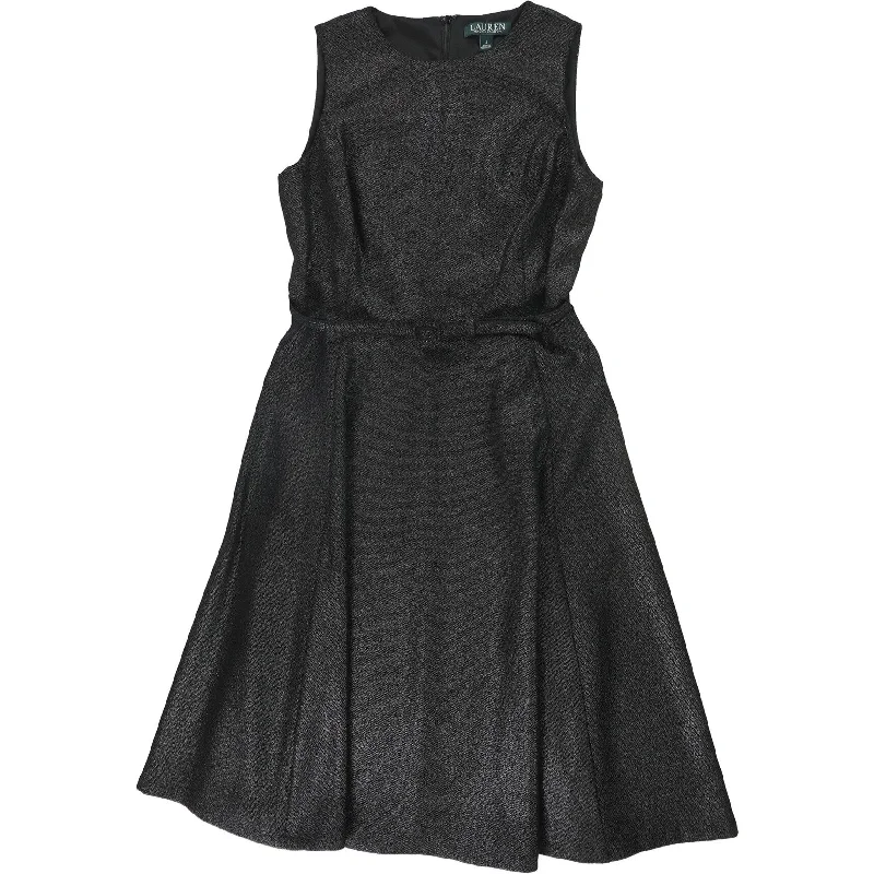 Don't Wait casual evening dressRalph Lauren Womens Belted Fit & Flare Dress, Black, 4
