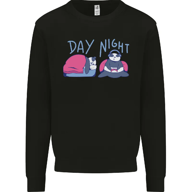 Limited Stock Day Night Gaming Panda Gamer Video Games Mens Sweatshirt Jumper
