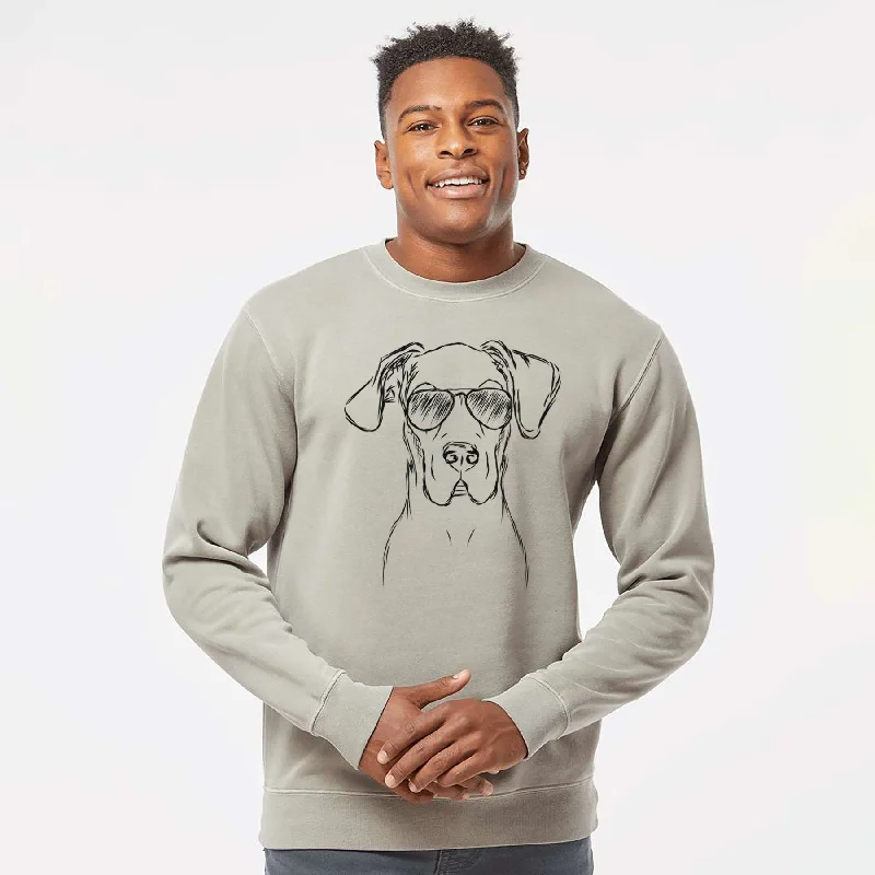 Best Bargains Aviator Harvey the Great Dane - Unisex Pigment Dyed Crew Sweatshirt