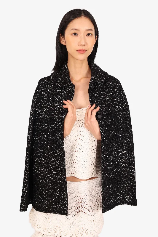 Price Rollback relaxed fit coatAlaïa Black/White Textured Poncho Size 38